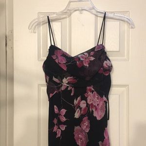 Floral black and pink gown.